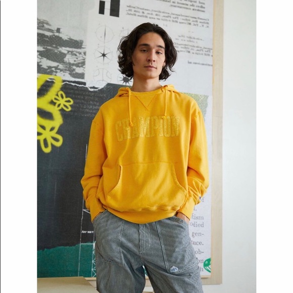 Urban Outfitters | Sweaters | Urban Outfitters Bright Yellow Sunflower  Vintage Champion Hoodie Sweatshirt | Poshmark
